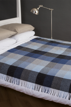 Preview: Avoca irish Lambswool Blanket "Denim"