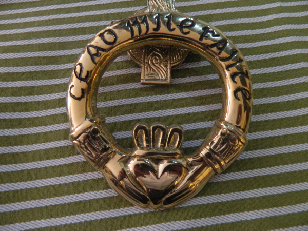 Brass Door Knocker "Claddagh"  CEAD MILE Failte