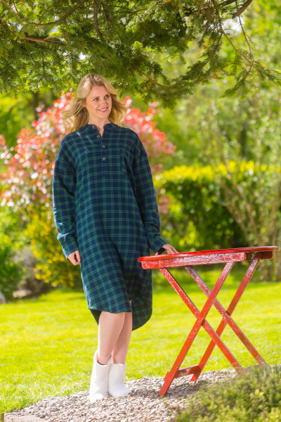 Flanell Nachthemd LV 6 -Green Tartan